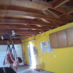 Swing set in the garage